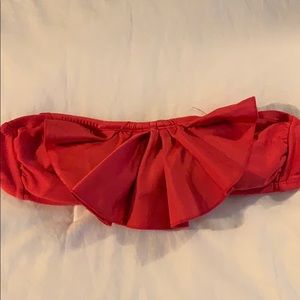 Red strapless bikini top